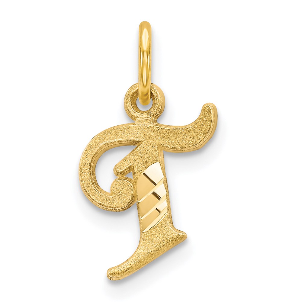 14k Yellow Gold, Isabelle Collection, Mini Letter T Initial Charm