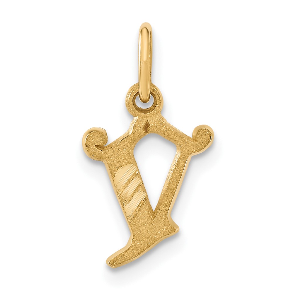 14k Yellow Gold, Isabelle Collection, Mini Letter V Initial Charm