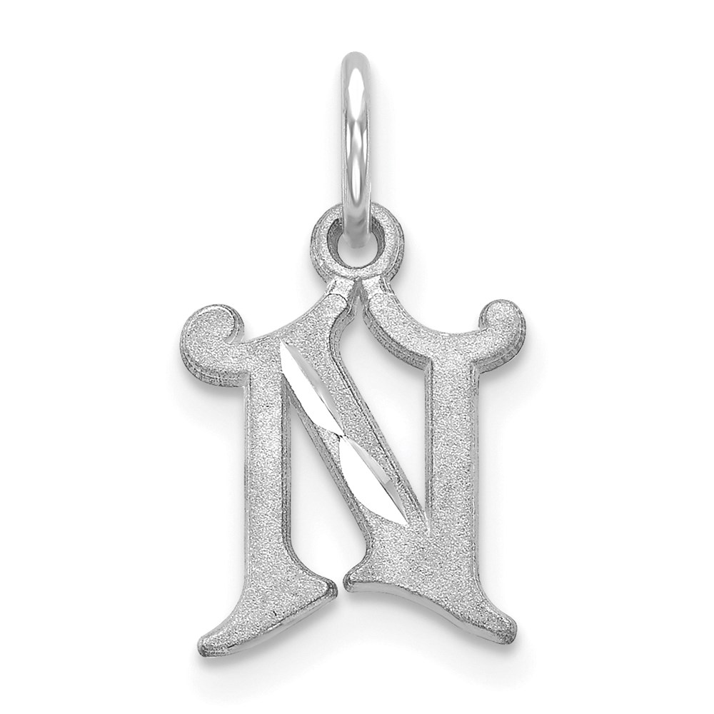 14k White Gold, Isabelle Collection, Mini Letter N Initial Charm