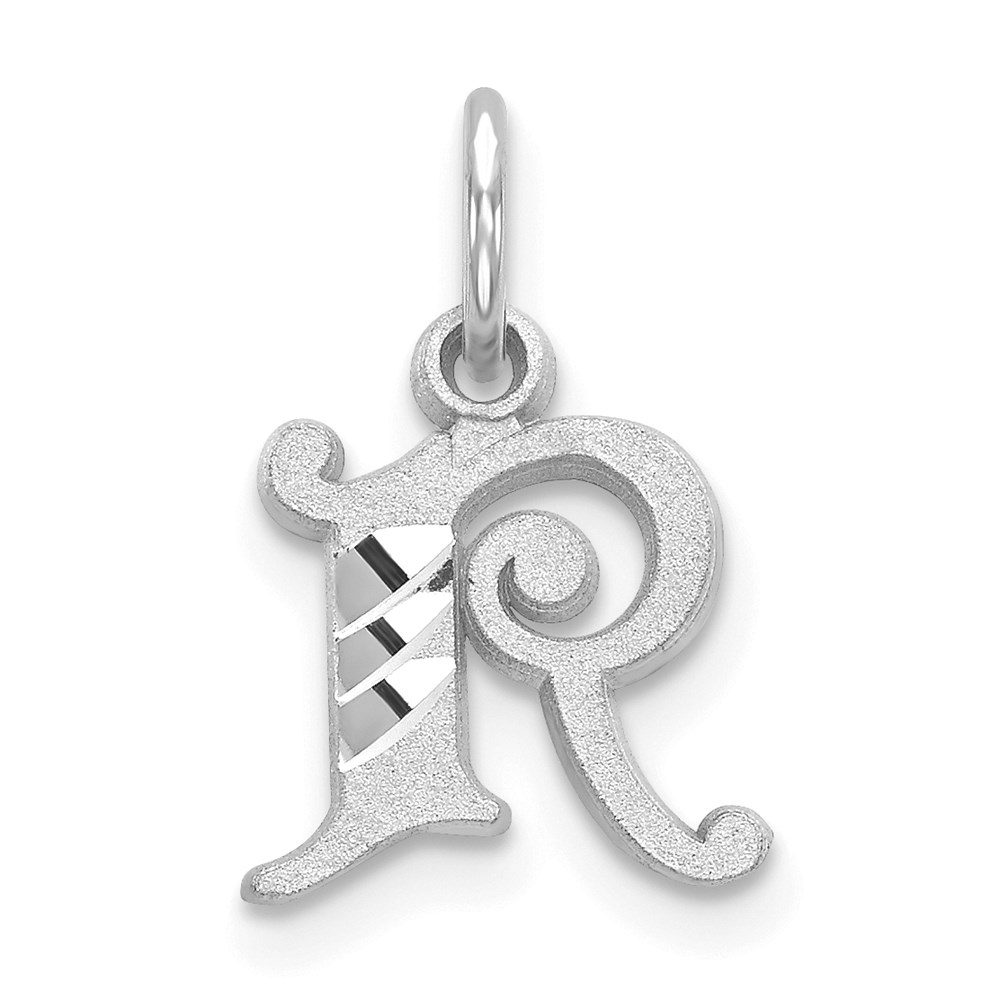 14k White Gold, Isabelle Collection, Mini Letter R Initial Charm