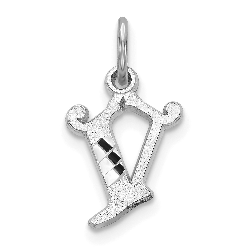 14k White Gold, Isabelle Collection, Mini Letter V Initial Charm