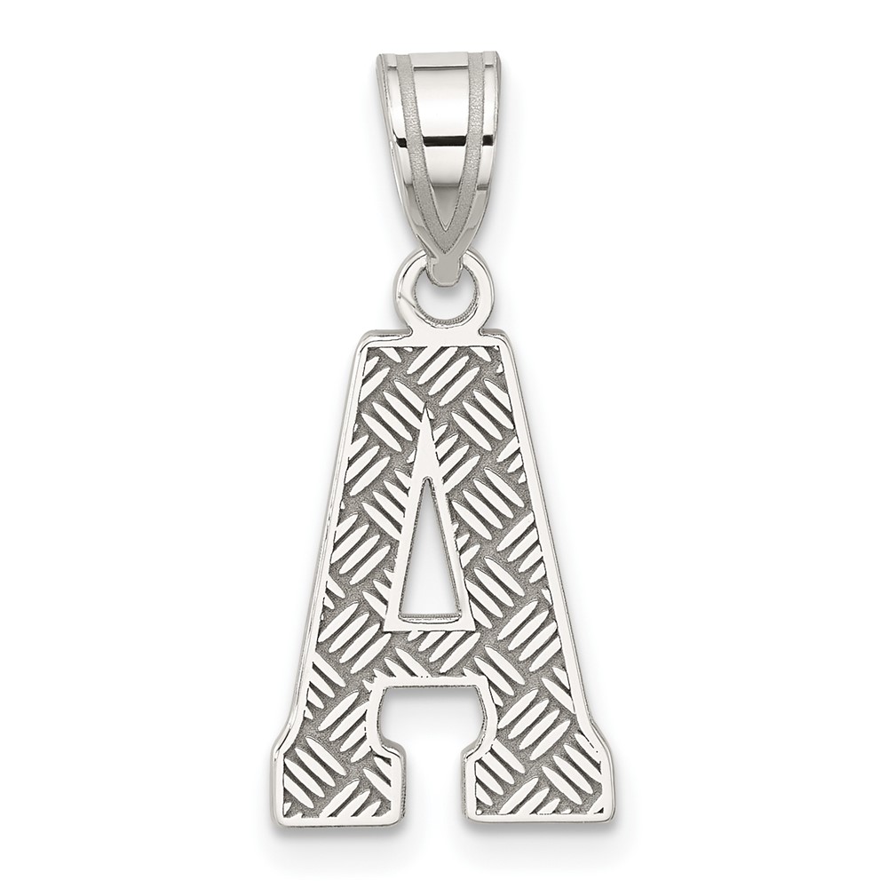 Sterling Silver, Sami Collection, Textured Block Initial A Pendant