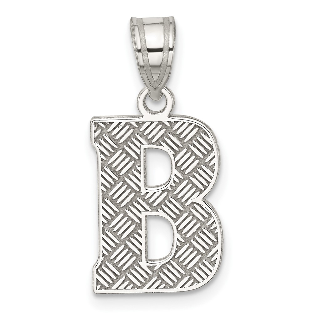 Sterling Silver, Sami Collection, Textured Block Initial B Pendant