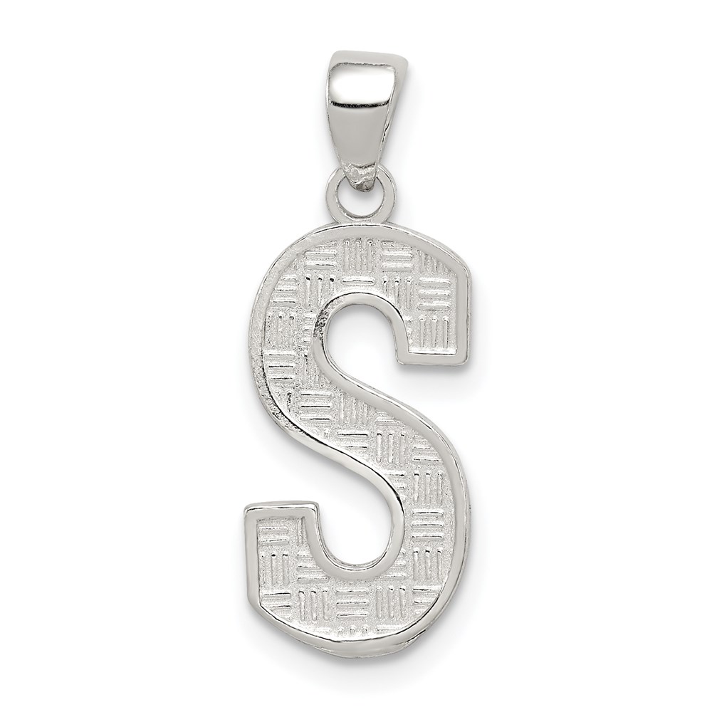 Sterling Silver, Sami Collection, Textured Block Initial Pendant