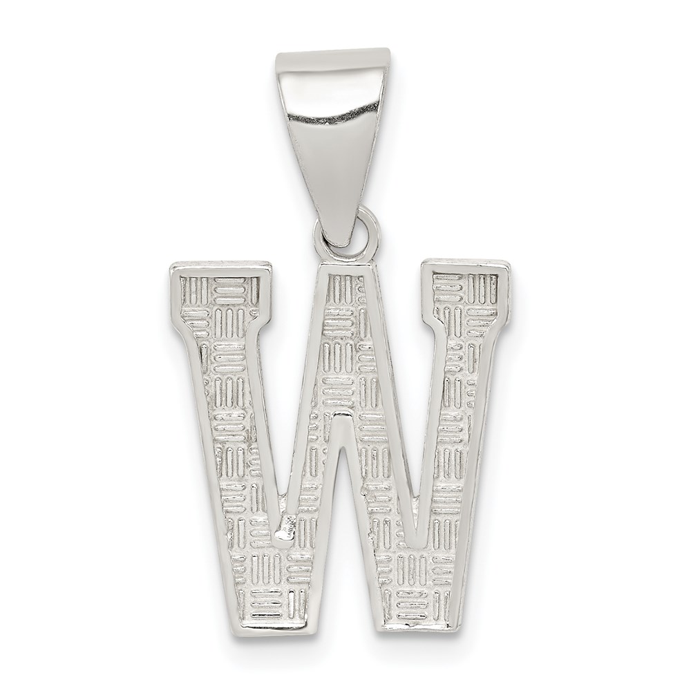 Sterling Silver, Sami Collection, Textured Block Initial W Pendant