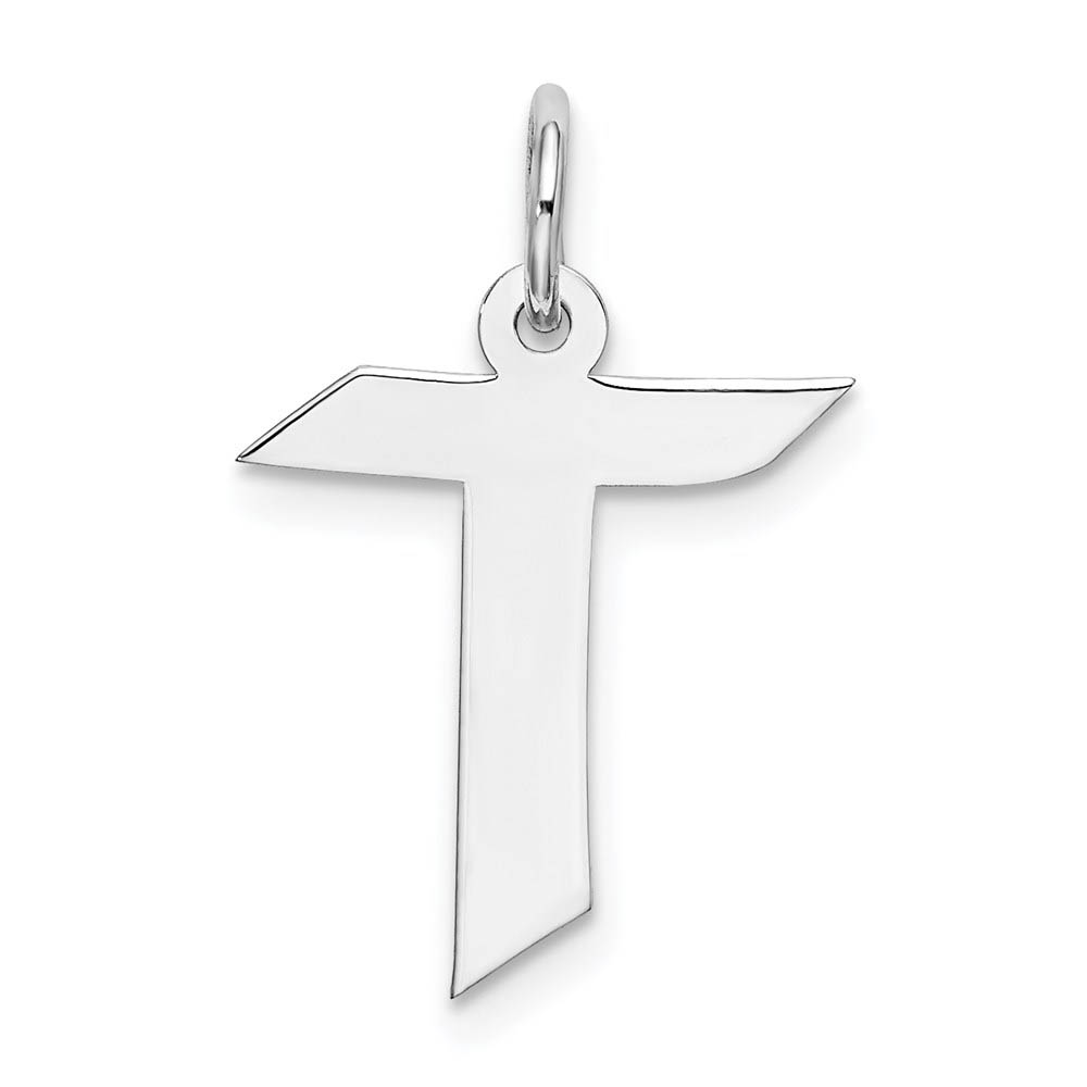 Sterling Silver Karlie Collection Artisan Block Initial Charm Letter T