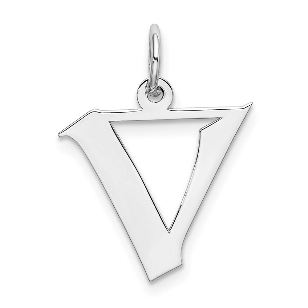 Sterling Silver Karlie Collection Artisan Block Initial Charm Letter V