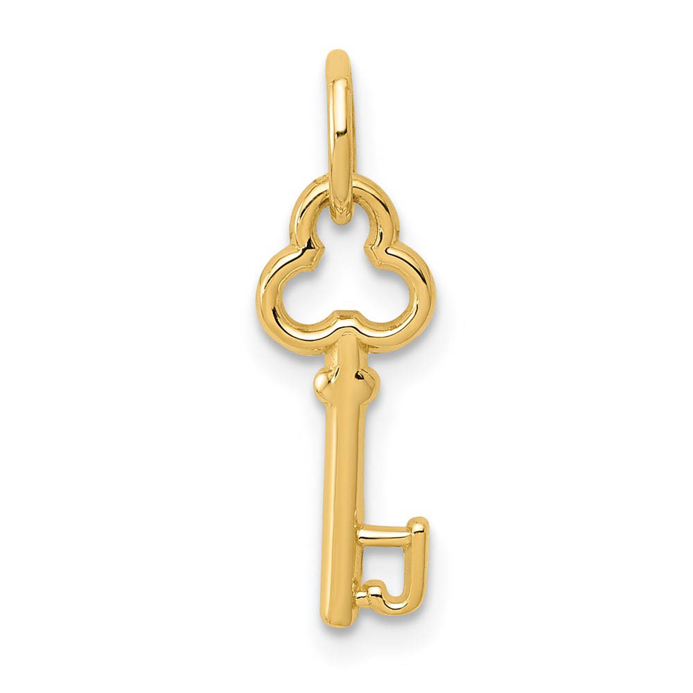 14k Yellow Gold, Hannah Collection, Mini Initial J Shamrock Key Charm