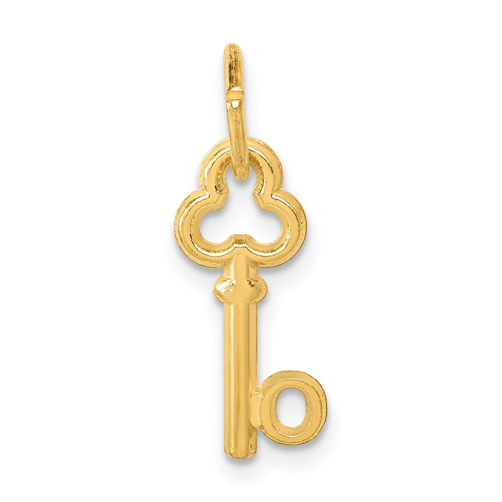 14k Yellow Gold, Hannah Collection, Mini Initial O Shamrock Key Charm