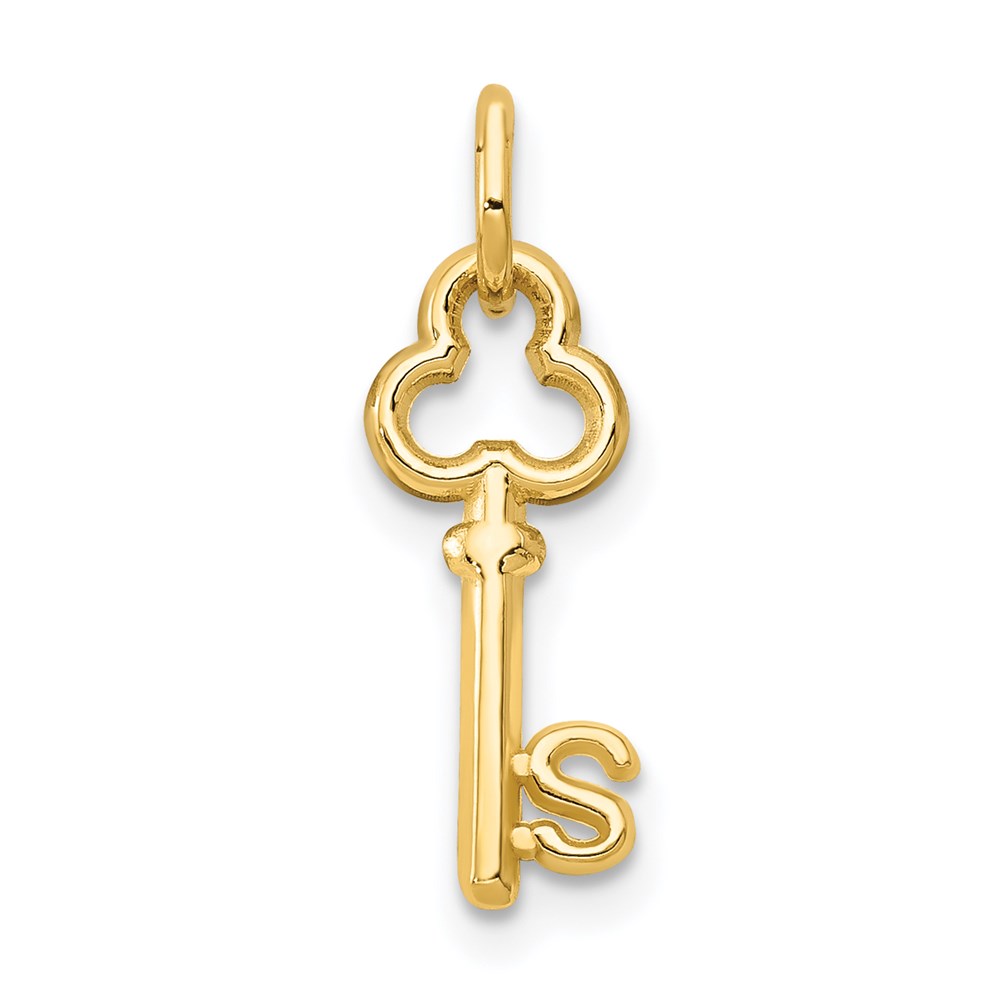 14k Yellow Gold, Hannah Collection, Mini Initial Shamrock Key Charm