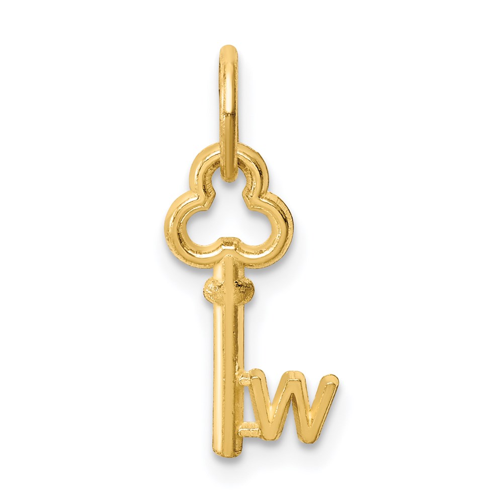 14k Yellow Gold, Hannah Collection, Mini Initial W Shamrock Key Charm