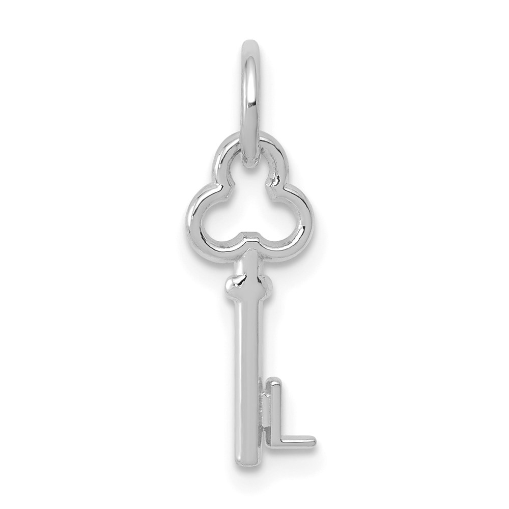 14k White Gold, Hannah Collection, Mini Initial Shamrock Key Charm