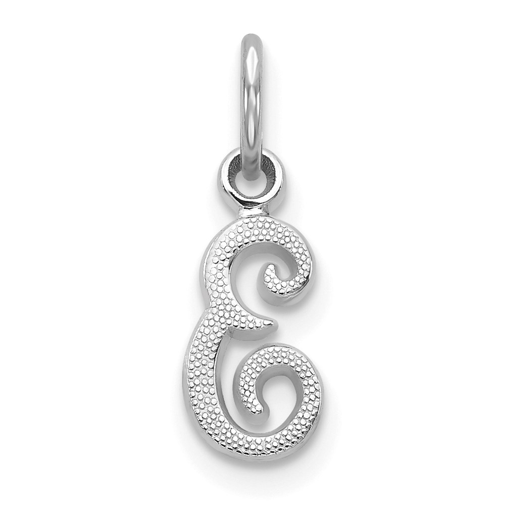 14k White Gold, Sadie Collection, Mini Satin Script Initial E Charm