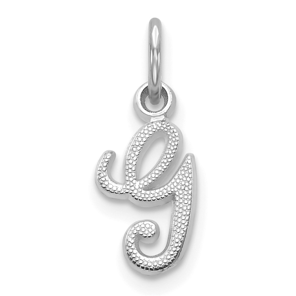 14k White Gold, Sadie Collection, Mini Satin Script Initial G Charm