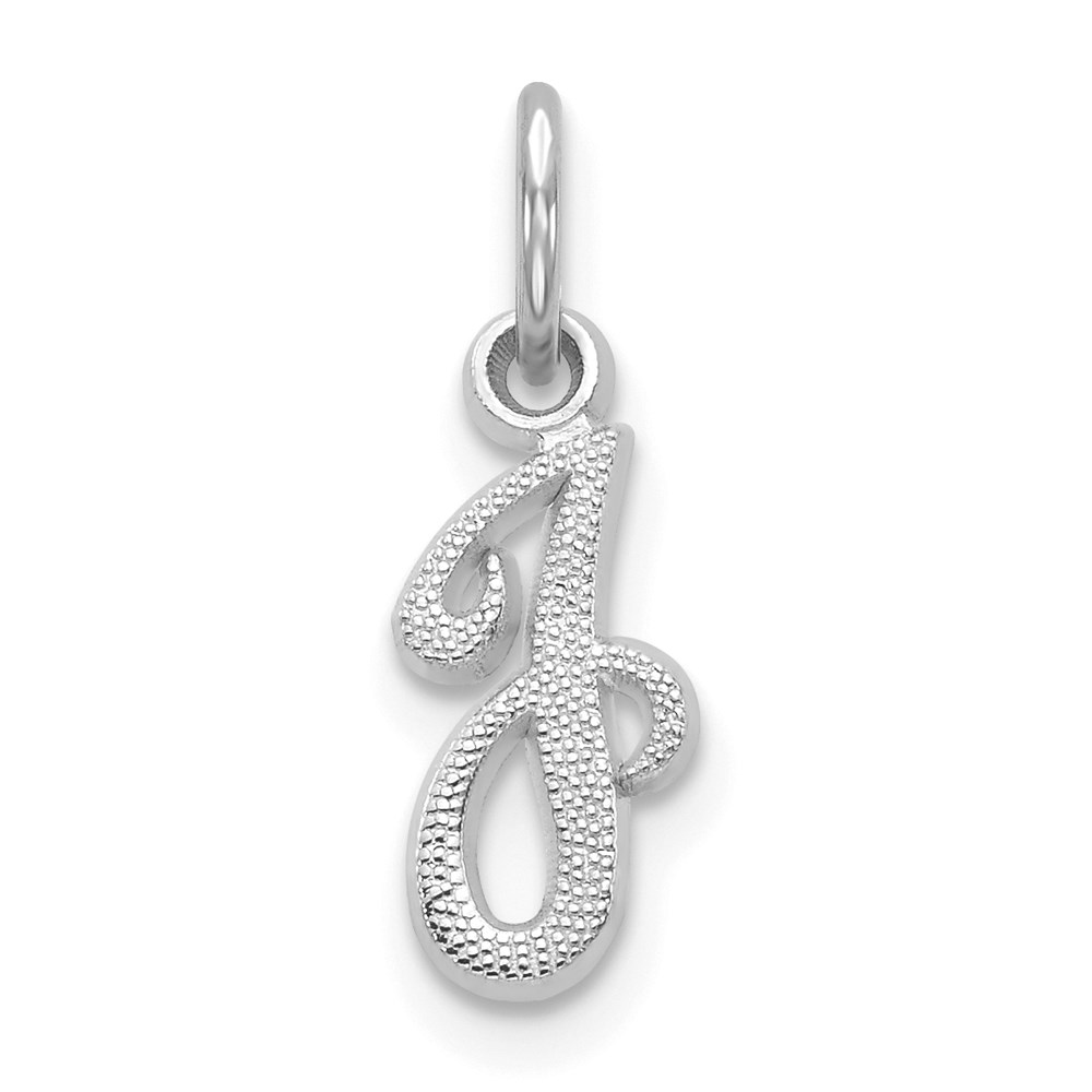 14k White Gold, Sadie Collection, Mini Satin Script Initial J Charm