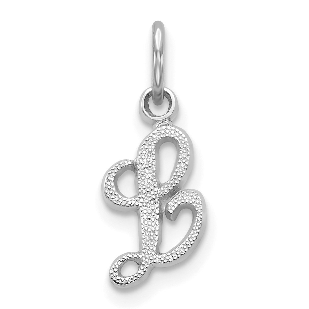 14k White Gold, Sadie Collection, Mini Satin Script Initial Charm