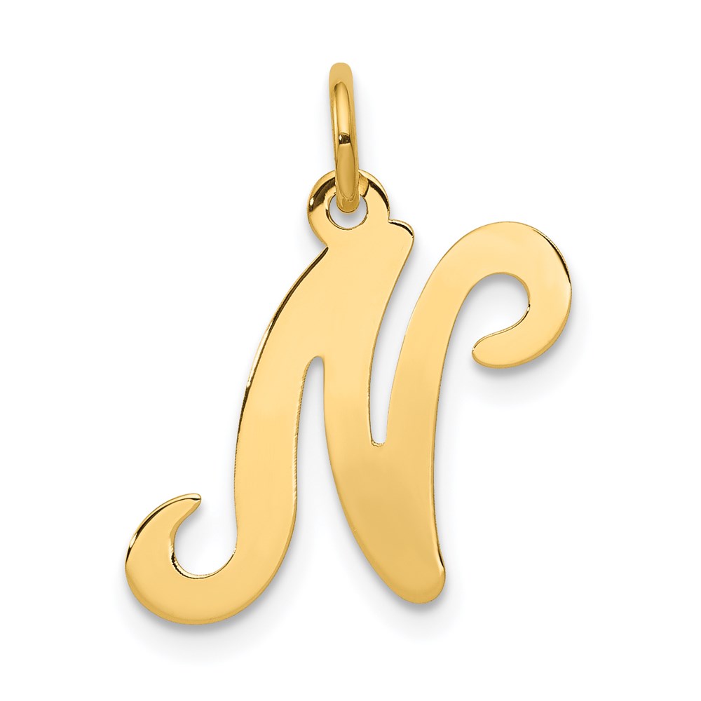 14k Yellow Gold, Sophia Collection, Script Initial N Pendant