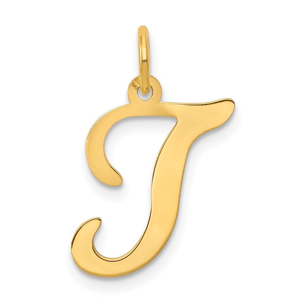 14k Yellow Gold, Sophia Collection, Script Initial T Pendant