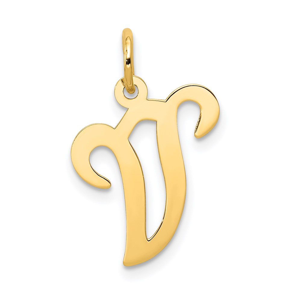 14k Yellow Gold, Sophia Collection, Script Initial V Pendant