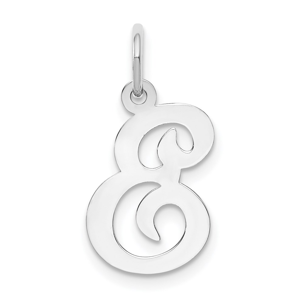 14k White Gold, Sophia Collection, Script Initial E Pendant