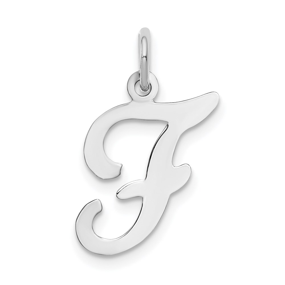 14k White Gold, Sophia Collection, Script Initial F Pendant
