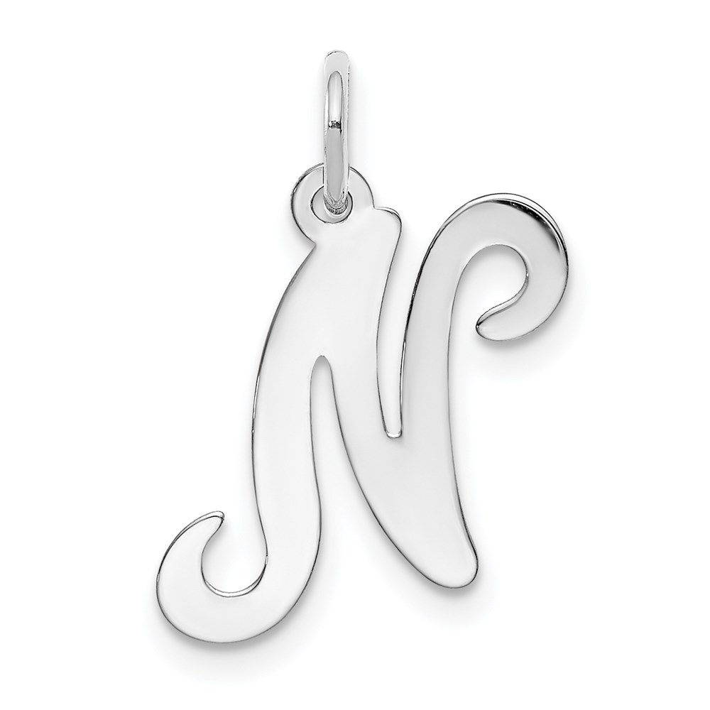 14k White Gold, Sophia Collection, Script Initial N Pendant