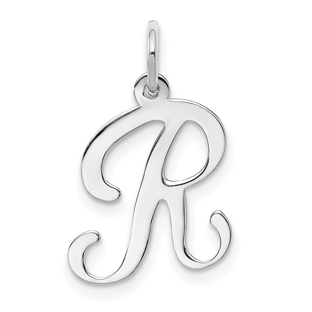 14k White Gold, Sophia Collection, Script Initial R Pendant