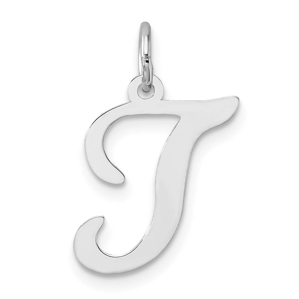 14k White Gold, Sophia Collection, Script Initial T Pendant
