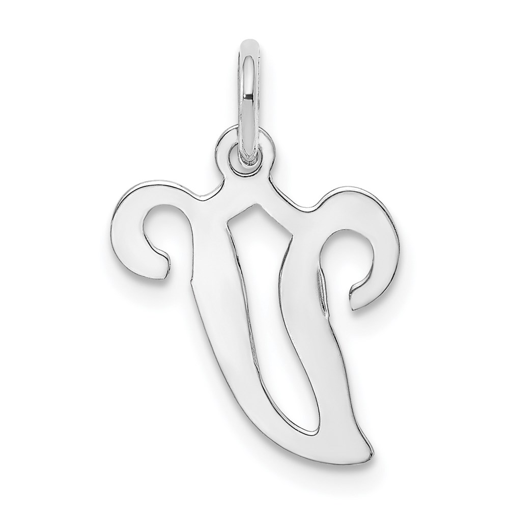 14k White Gold, Sophia Collection, Script Initial V Pendant