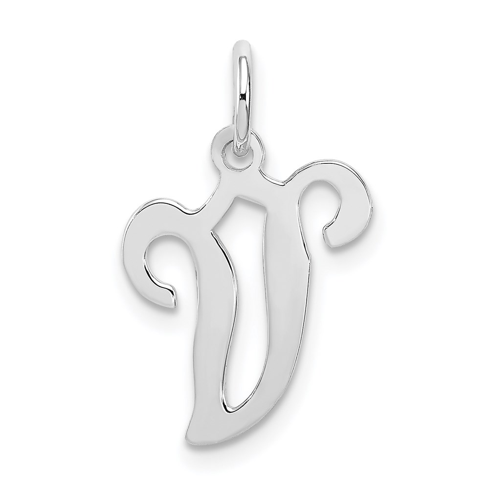 Sterling Silver, Sophia Collection, Script Initial V Pendant