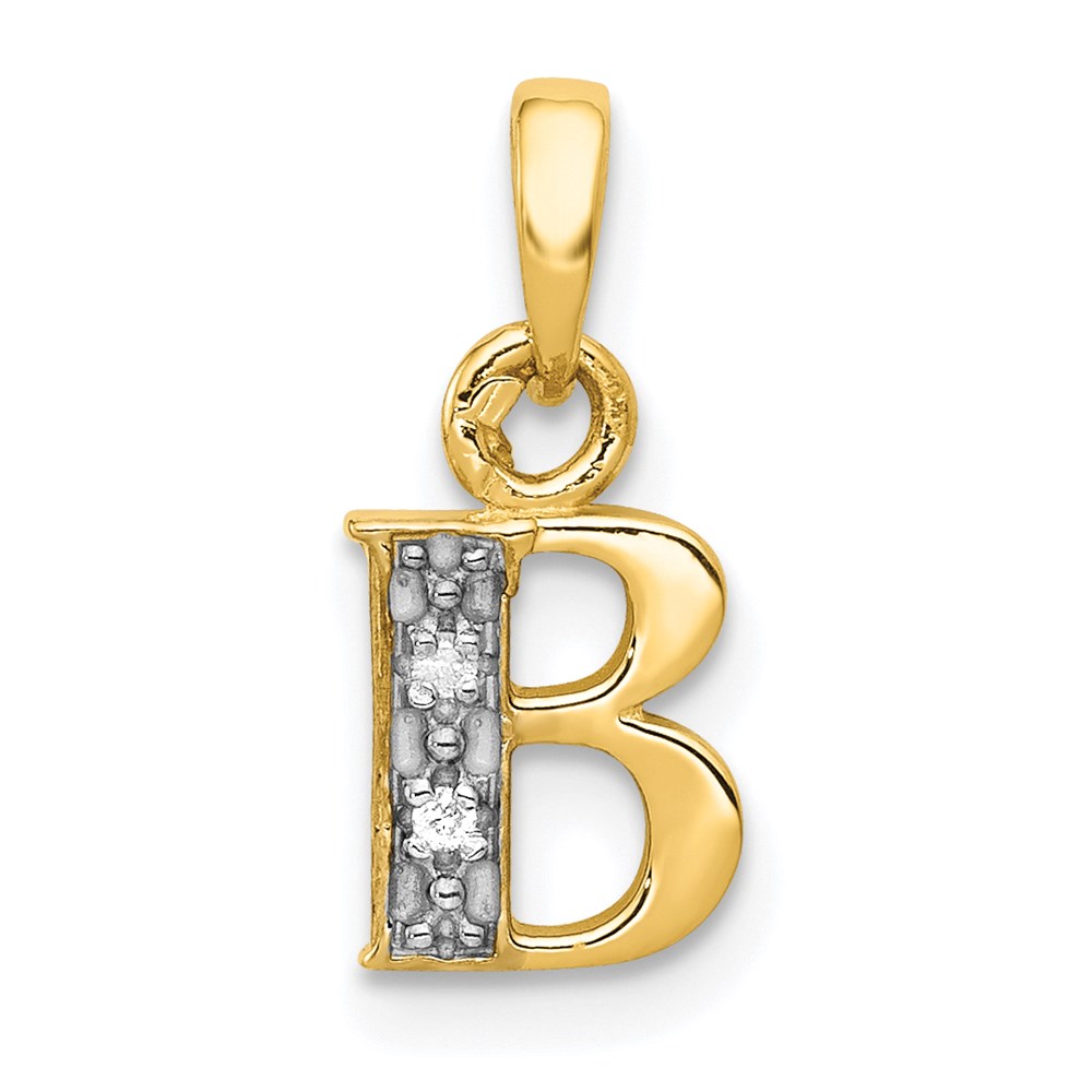 The Chloe Mini Diamond Accent initial B Pendant in 14k Yellow Gold