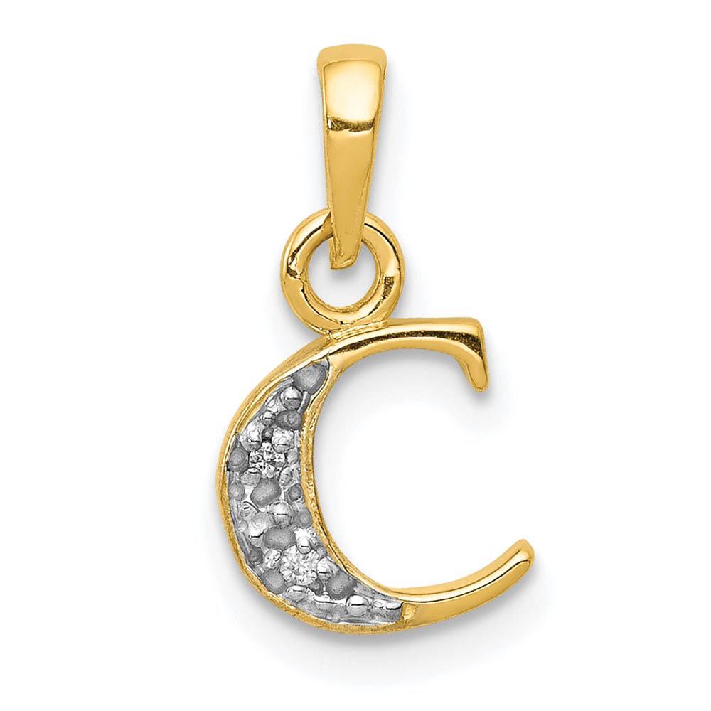 The Chloe Mini Diamond Accent initial C Pendant in 14k Yellow Gold