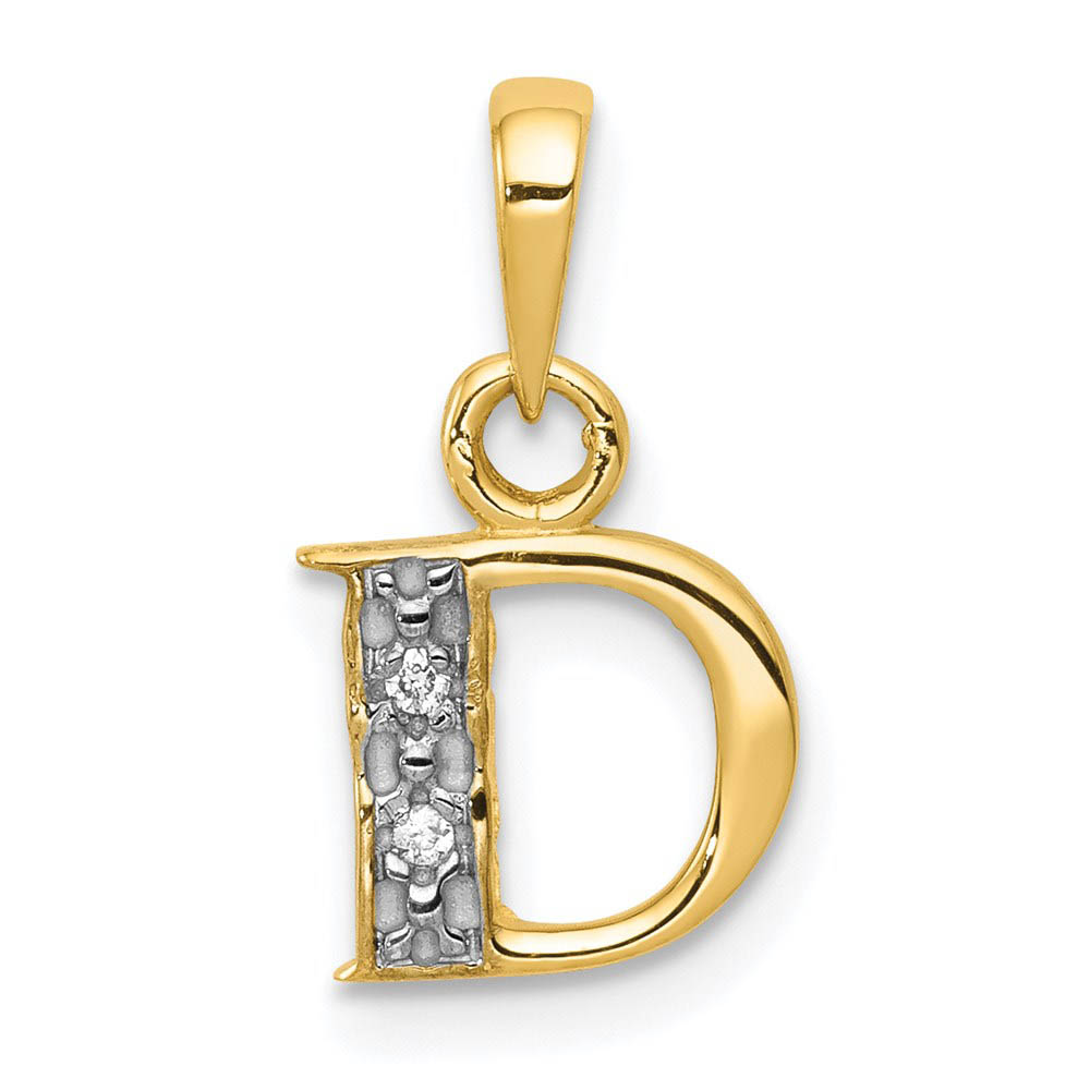 The Chloe Mini Diamond Accent initial D Pendant in 14k Yellow Gold