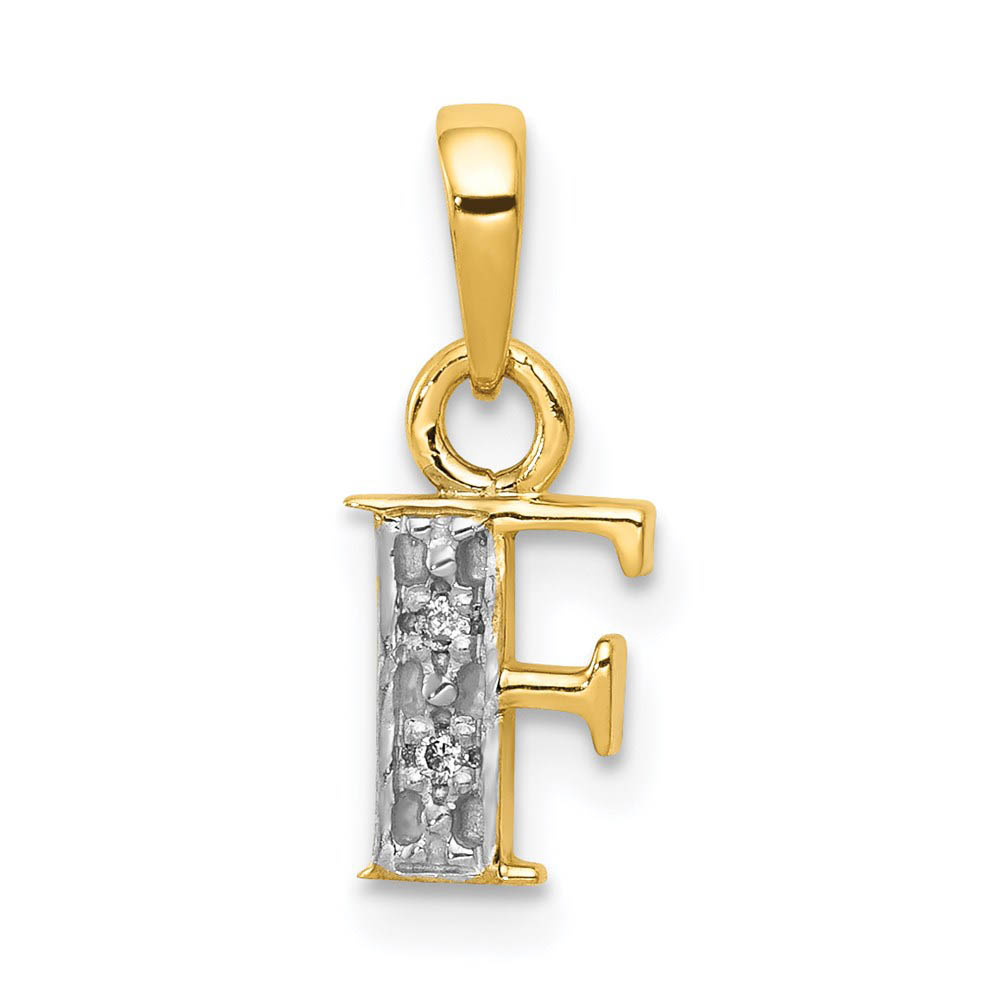 The Chloe Mini Diamond Accent initial F Pendant in 14k Yellow Gold