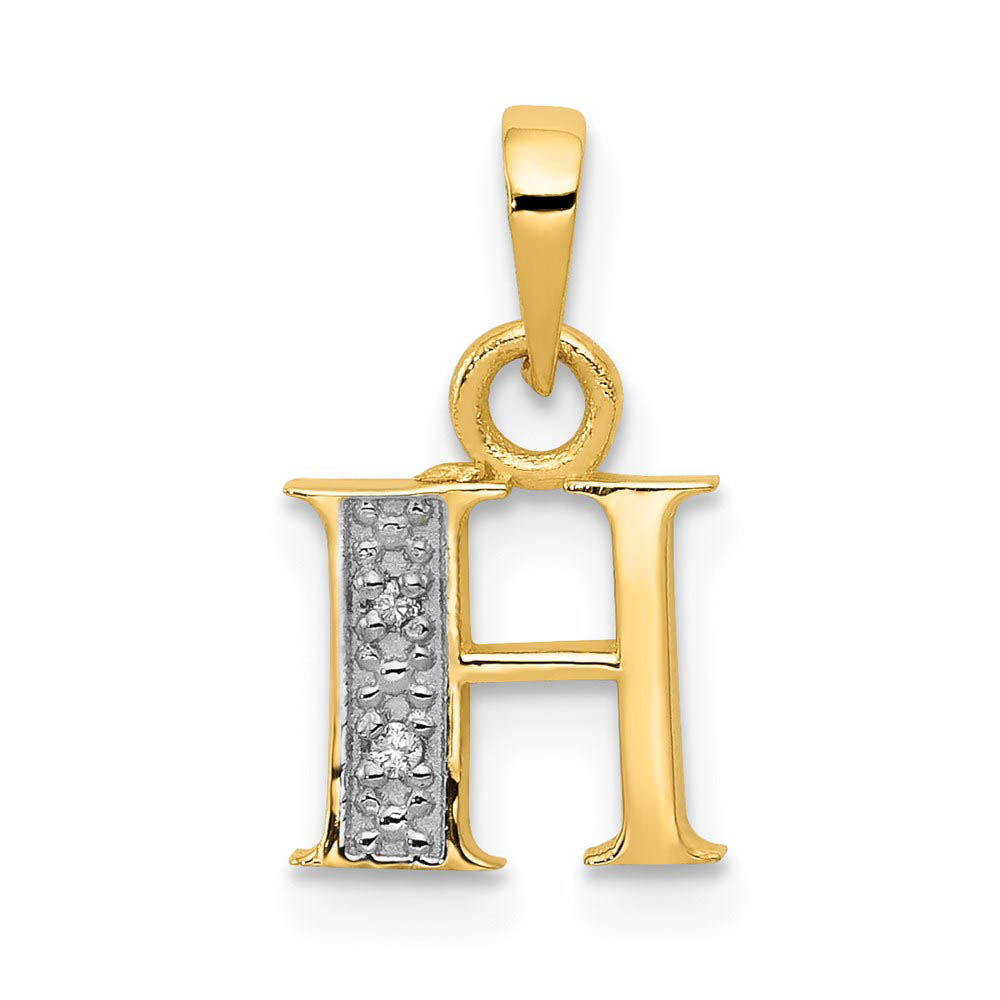 The Chloe Mini Diamond Accent initial H Pendant in 14k Yellow Gold