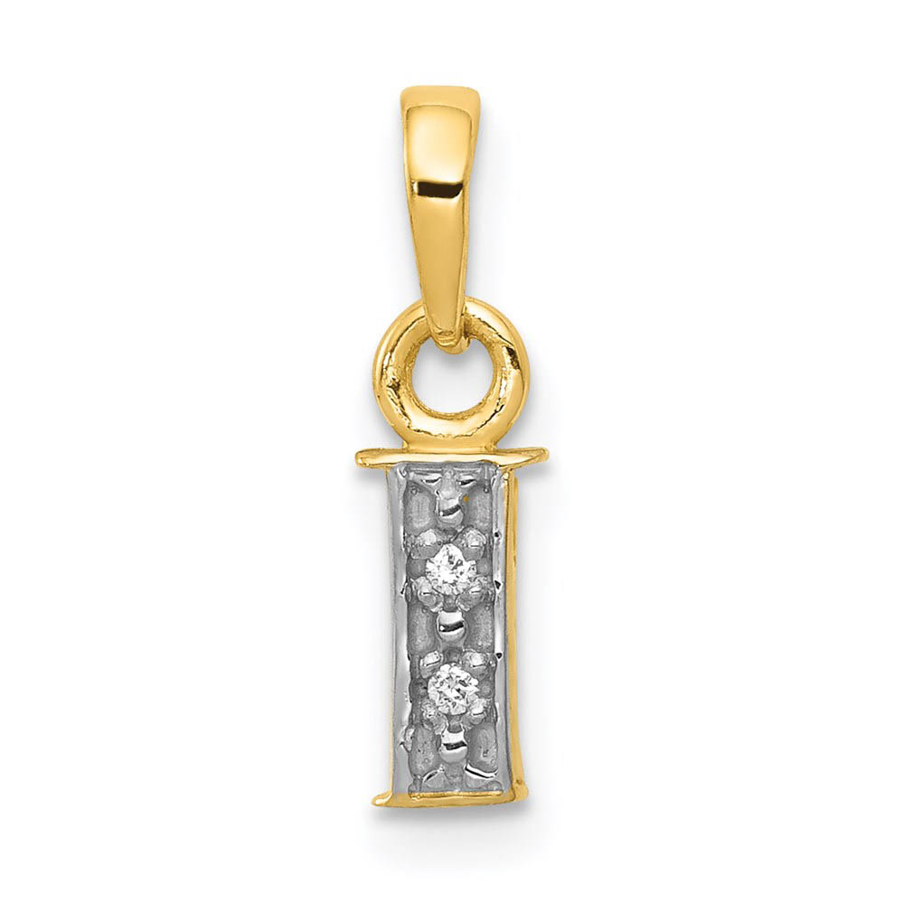 The Chloe Mini Diamond Accent initial I Pendant in 14k Yellow Gold