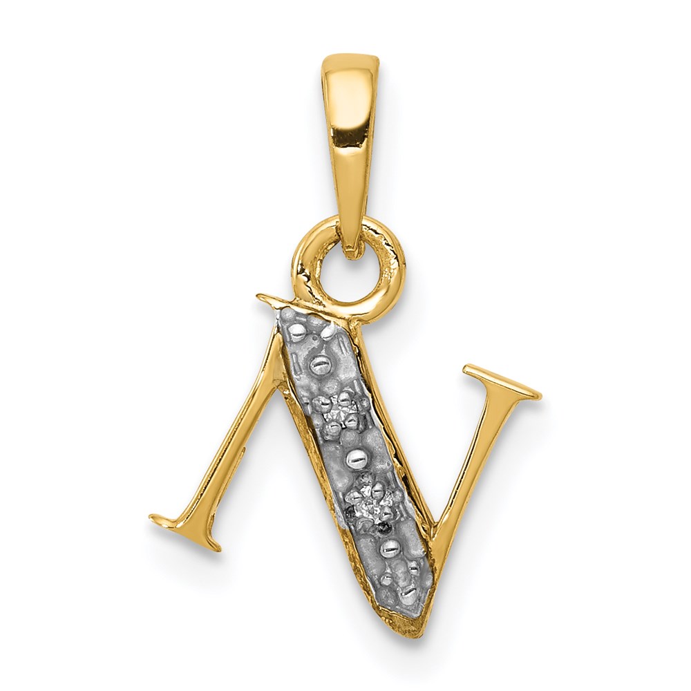 The Chloe Mini Diamond Accent initial N Pendant in 14k Yellow Gold