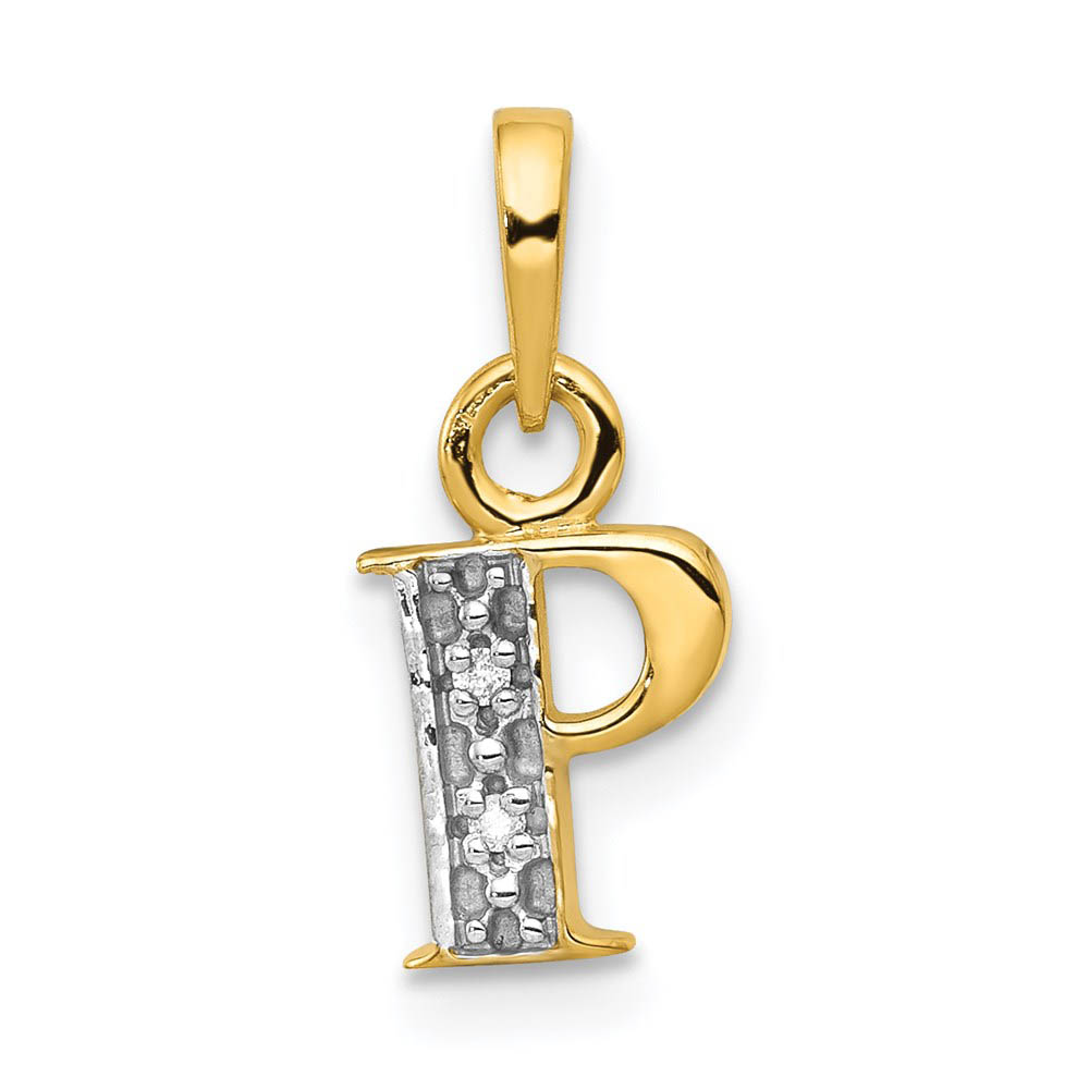 The Chloe Mini Diamond Accent initial P Pendant in 14k Yellow Gold