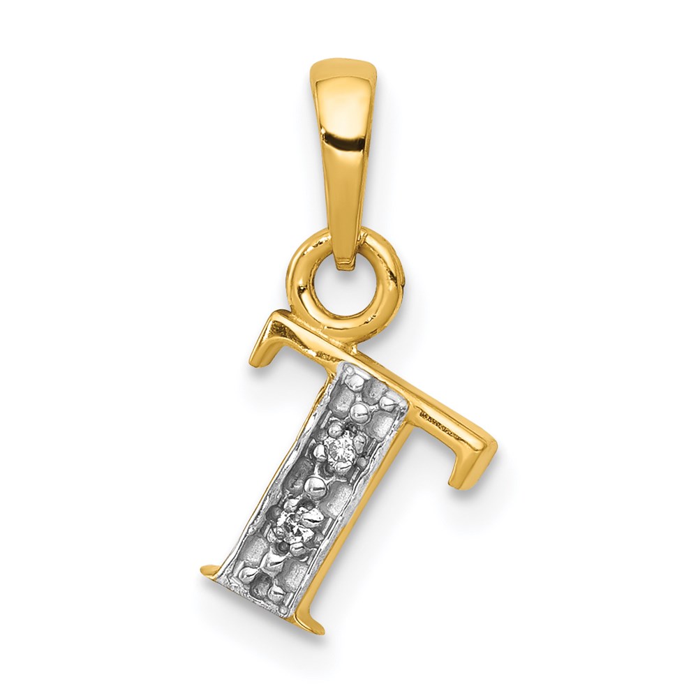 The Chloe Mini Diamond Accent initial T Pendant in 14k Yellow Gold