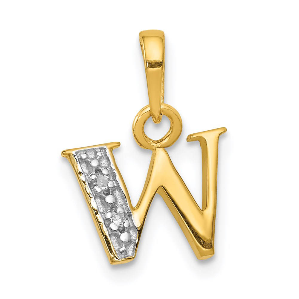 The Chloe Mini Diamond Accent initial W Pendant in 14k Yellow Gold