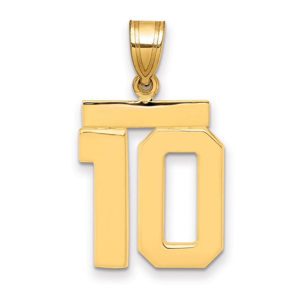 14k Yellow Gold, Athletic Collection Polished Number 10 Pendant