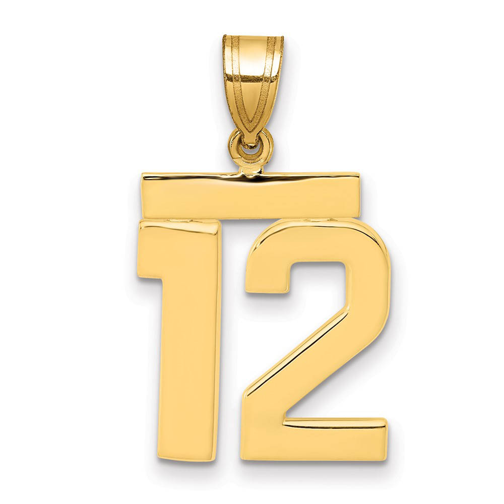 14k Yellow Gold, Athletic Collection Polished Number 12 Pendant