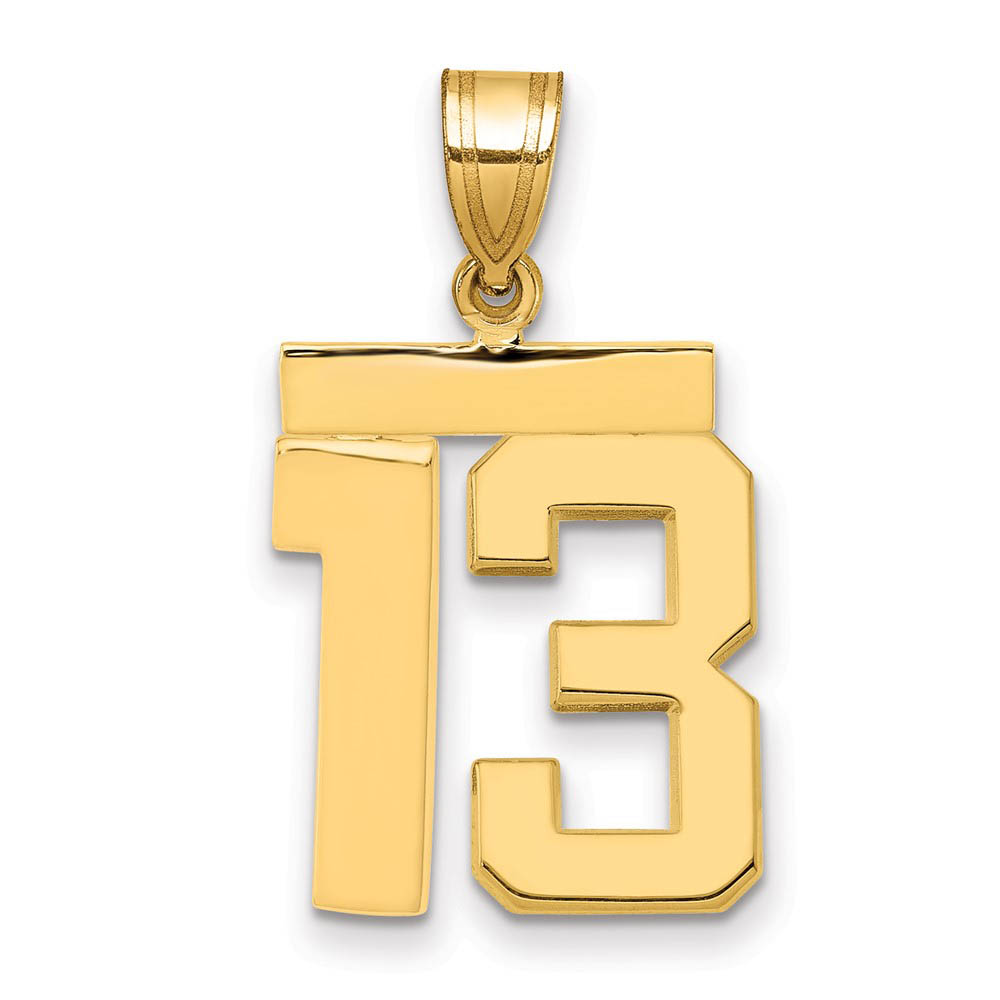 14k Yellow Gold, Athletic Collection Polished Number 13 Pendant