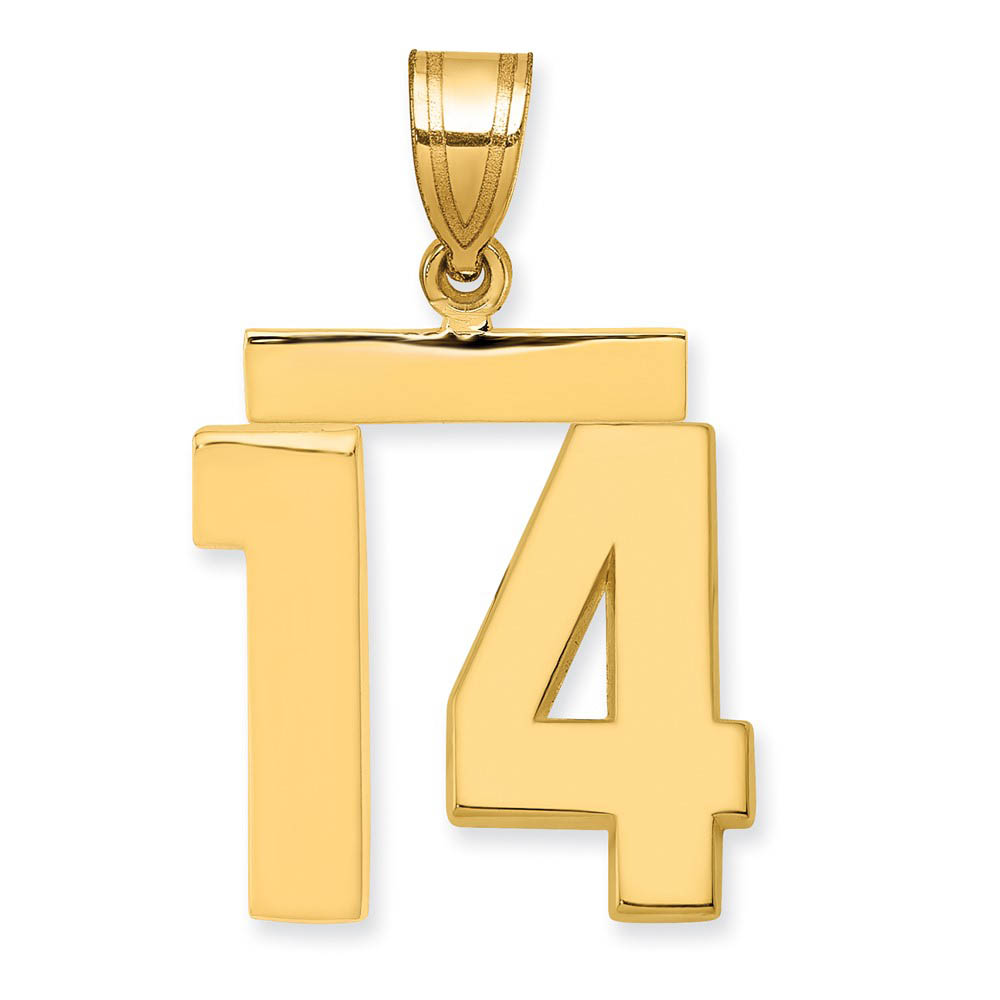 14k Yellow Gold, Athletic Collection Polished Number 14 Pendant