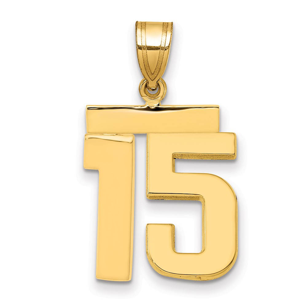 14k Yellow Gold, Athletic Collection Polished Number 15 Pendant