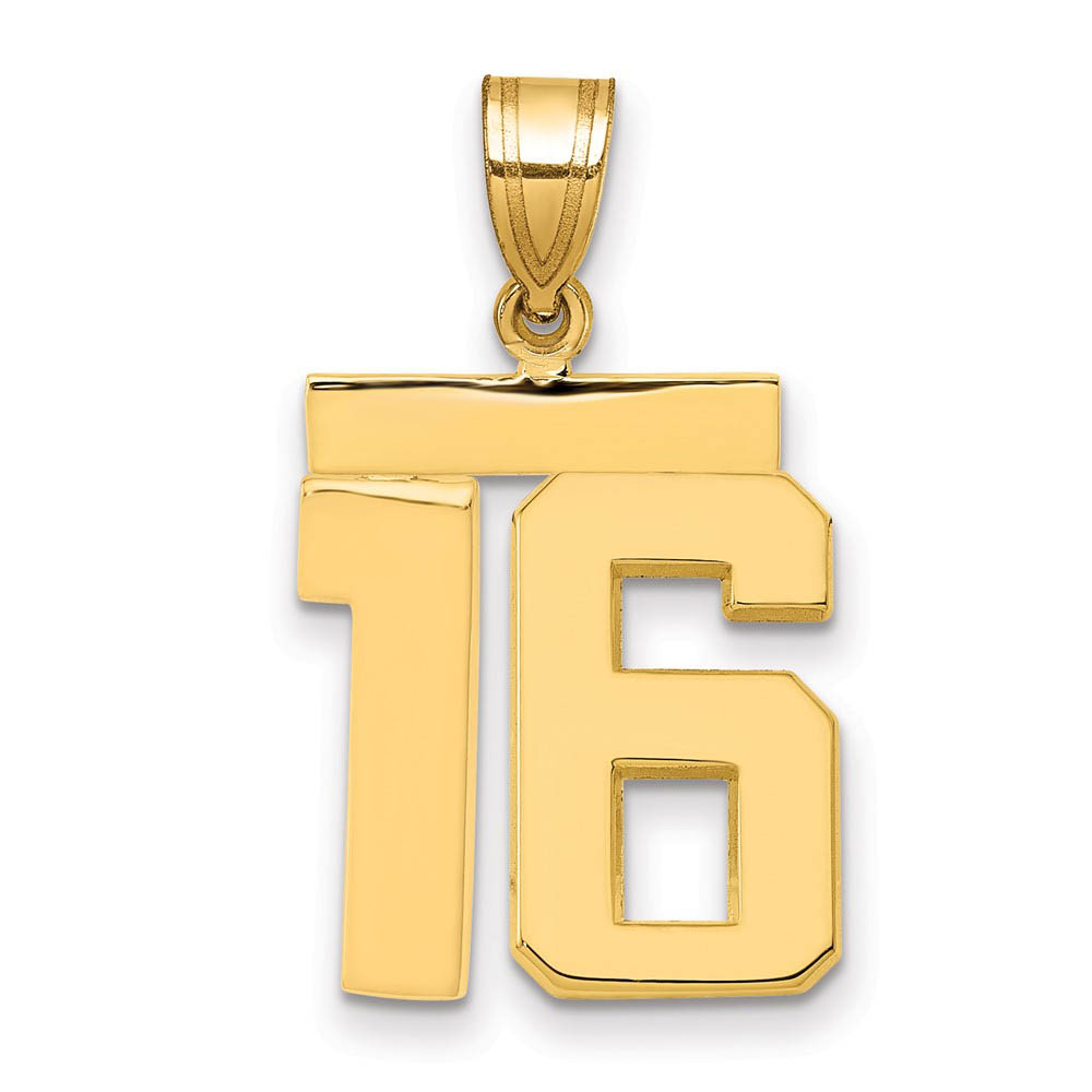 14k Yellow Gold, Athletic Collection Polished Number 16 Pendant