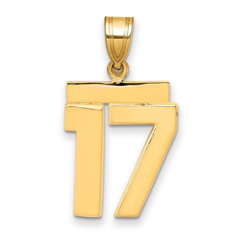 14k Yellow Gold, Athletic Collection Polished Number 17 Pendant