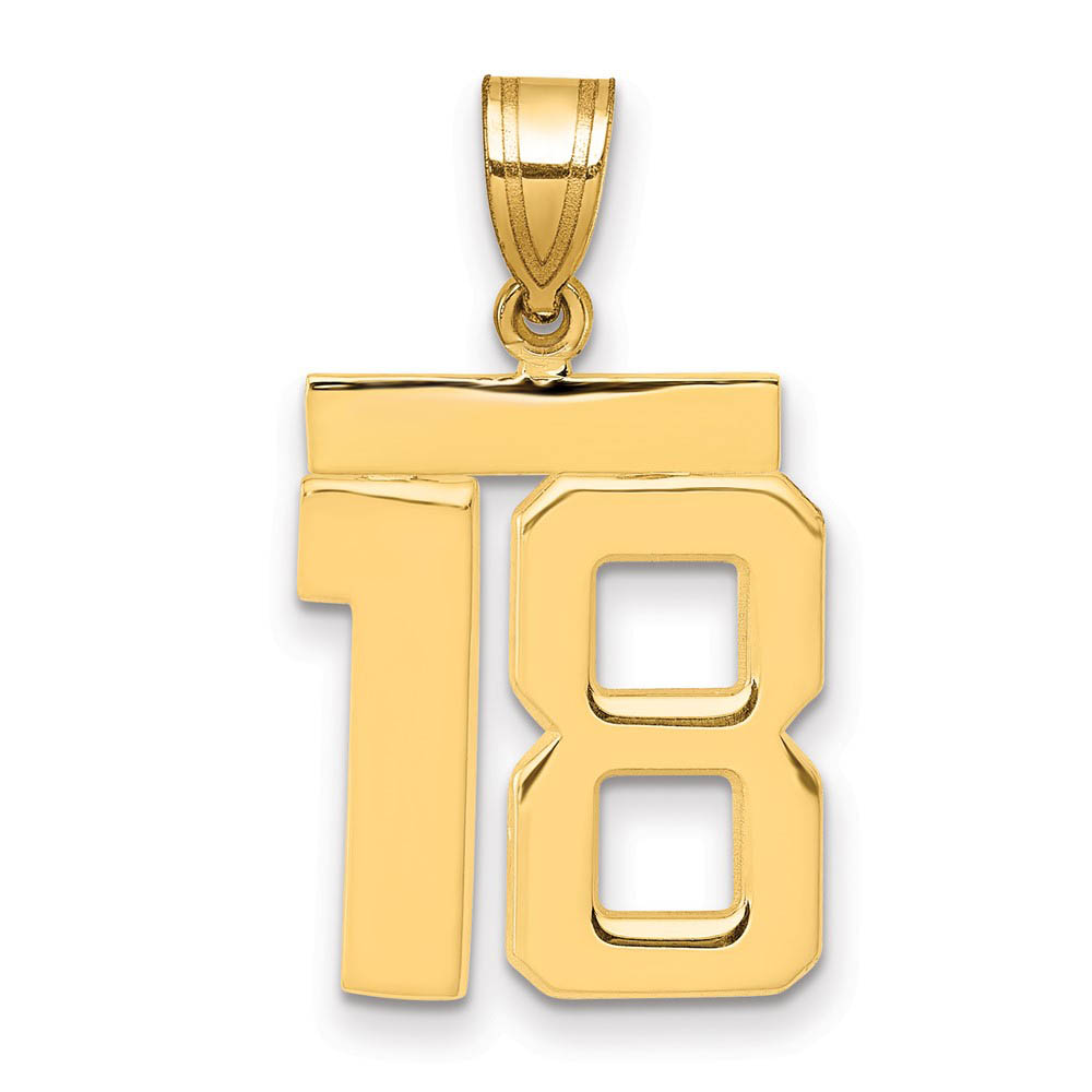 14k Yellow Gold, Athletic Collection Polished Number 18 Pendant