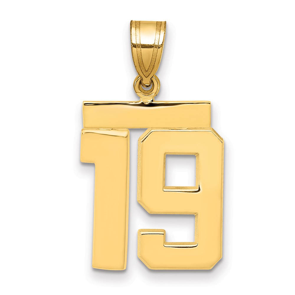14k Yellow Gold, Athletic Collection Polished Number 19 Pendant