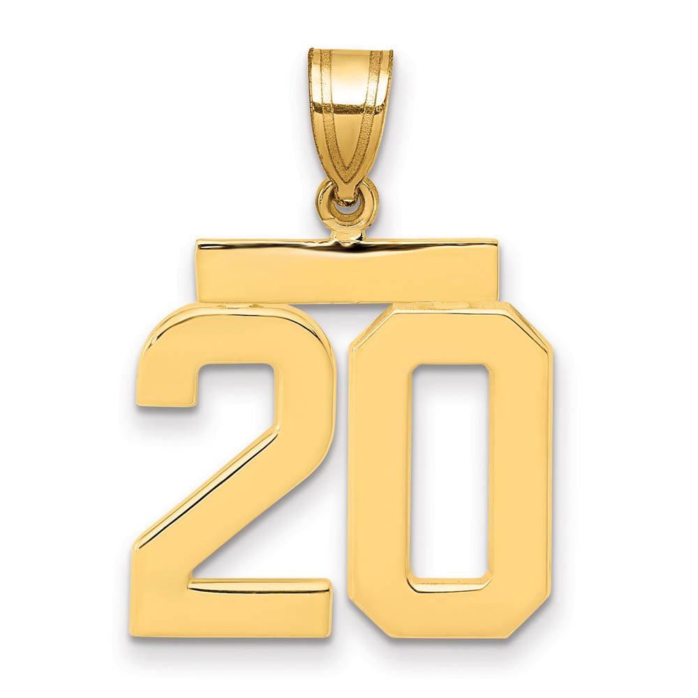 14k Yellow Gold, Athletic Collection Polished Number 20 Pendant